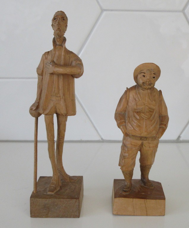 Ouro Artesania - Twee hand gesneden houten figuren van Don Quixote en Sancho Pan kopen? Bied vanaf 25!