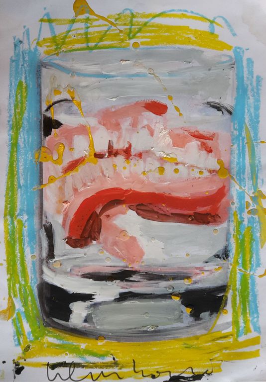 Peter Klashorst - Kunstgebit in glas - gemengde techniek op papier - gesigneerd kopen? Bied vanaf 1!