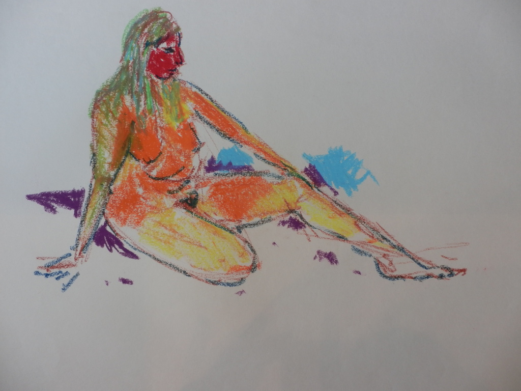 JUUL NEUMANN   Pastelkrijttekening op papier   ZITTEND NAAKT   kopen? Bied vanaf 20!