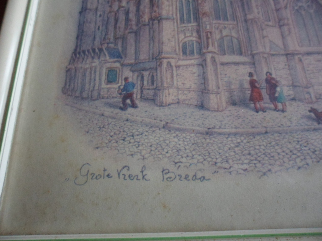 Jan Strube druk van de grote kerk in Breda,hand gesigneerd. kopen? Bied vanaf 20!