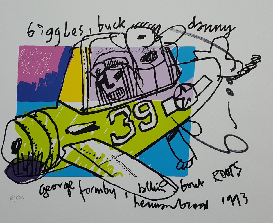 Herman Brood - Biggles Buck - gesigneerde zeefdruk op papier - oplage E/A verkocht voor € 65!