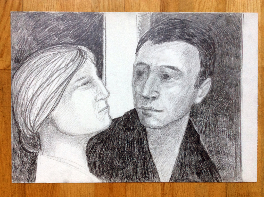 Irene Joffroy - Man en vrouw - potloodtekening kopen? Bied vanaf 1!