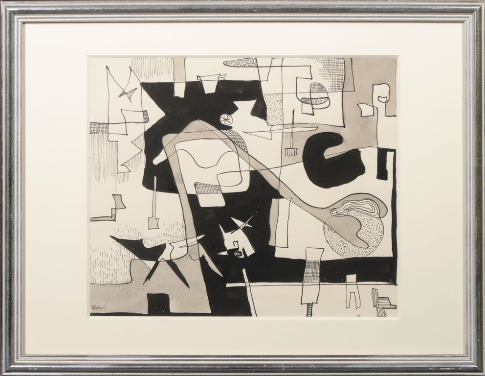 Henri Titselaar: Aquarel en Inkt, Abstracte compositie + boek kopen? Bied vanaf 50!