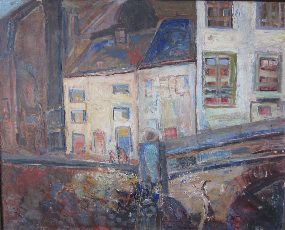 ERNST LEYDEN (Attib.) OLIE OP DOEK 1935 EXPRESSIONISME verkocht voor € 360!