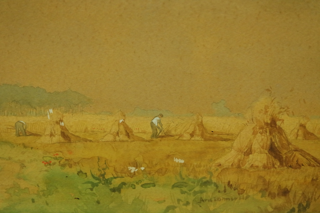Arie Zonneveld (1905-1941) - aquarel - landschap met korenschoven en figuren kopen? Bied vanaf 155!
