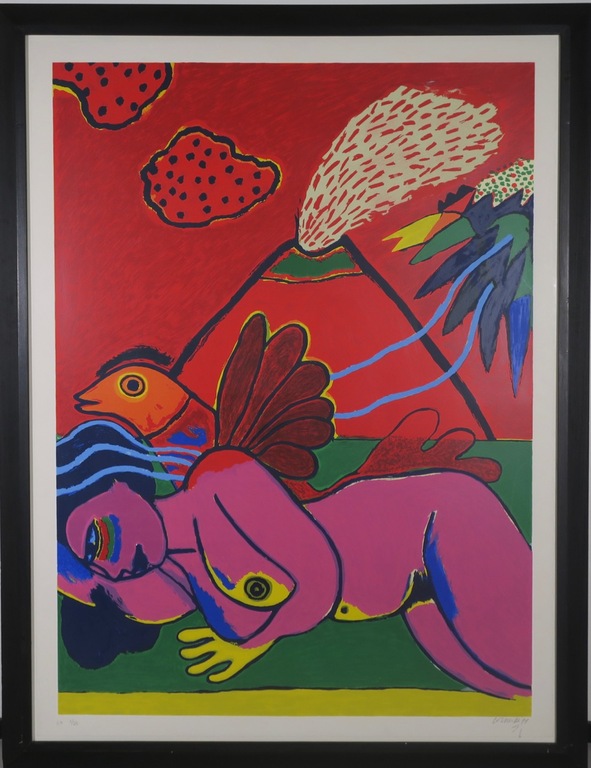 Corneille: Zeefdruk, Z.T. - Ingelijst (Zeer groot!) verkocht voor € 550!