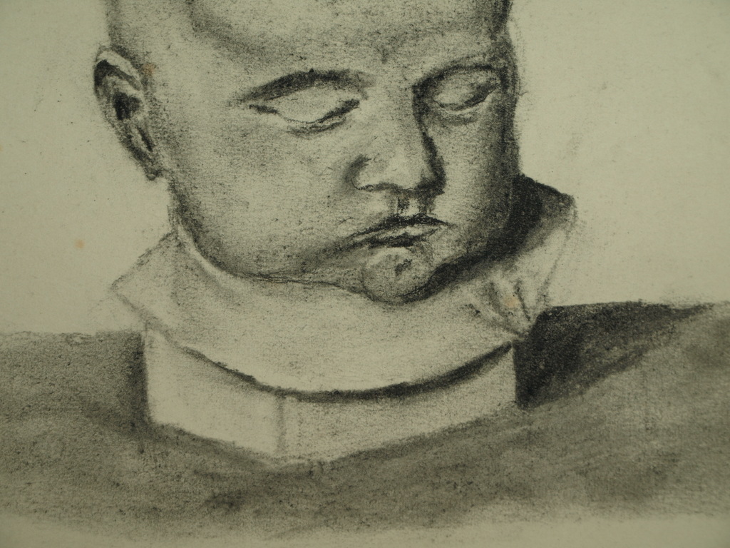 Tekening – Hoofd – Ingelijst  - ca 1970  kopen? Bied vanaf 1!