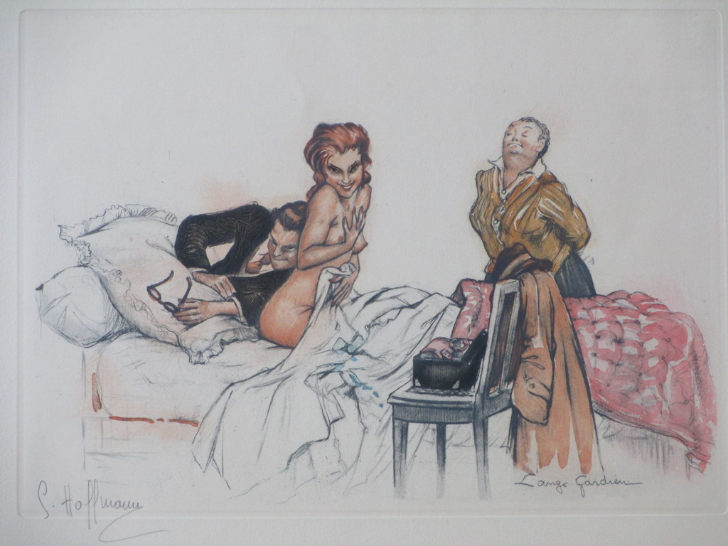 Gaston Hoffman, Dokterbezoek, Kleurets verkocht voor € 35!