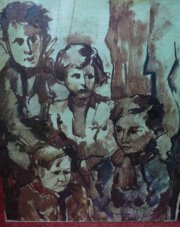 'Het Afscheid' -olieverf, circa 1950- verkocht voor € 45!