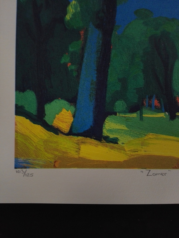 Jentsje Popma, zeefdruk op papier, Titel: zomer kopen? Bied vanaf 75!