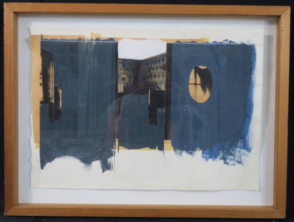 Mirjam Kuitenbrouwer: Collage en Acryl op papier, Zonder titel - Ingelijst kopen? Bied vanaf 60!