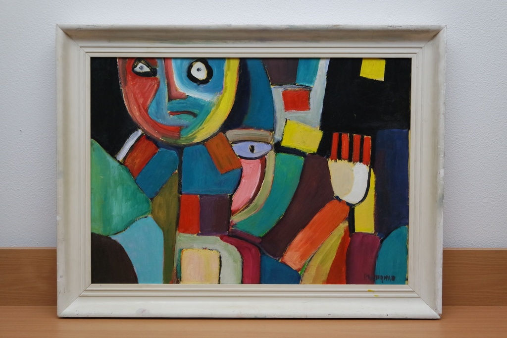 Piet Wiegman (II) (1930-2008) - olieverf op board - abstractie compositie verkocht voor € 390!