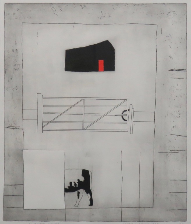 Harrie Gerritz: Ets, De zwarte schuur - Ingelijst kopen? Bied vanaf 60!