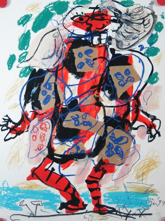 Kees Salentijn: Gemengde techniek op papier, Zonder titel verkocht voor € 120!