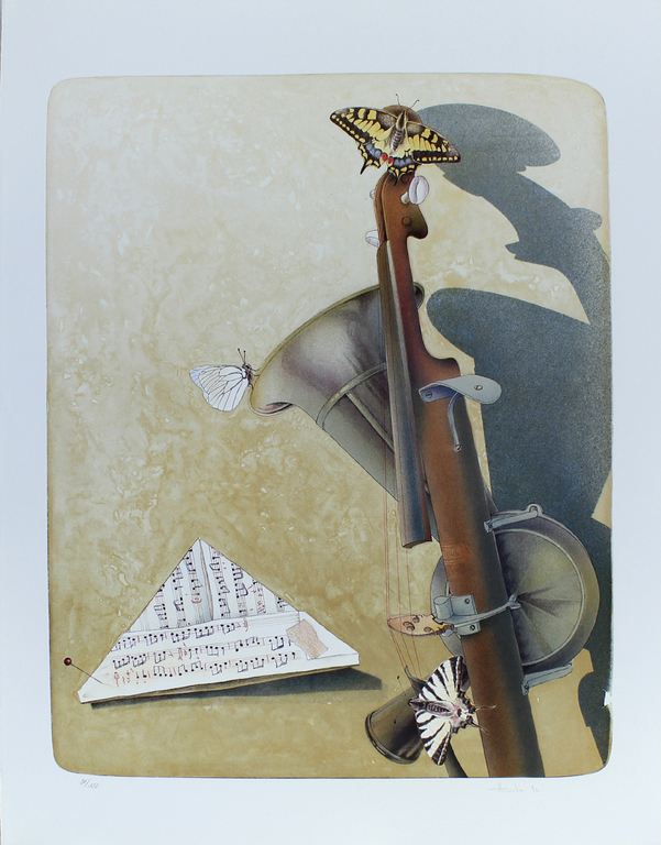 Ernst Hanke -Strohvioline- Prachtige Litho. Eigen druk.  Handgesigneerd. 1992 kopen? Bied vanaf 79!