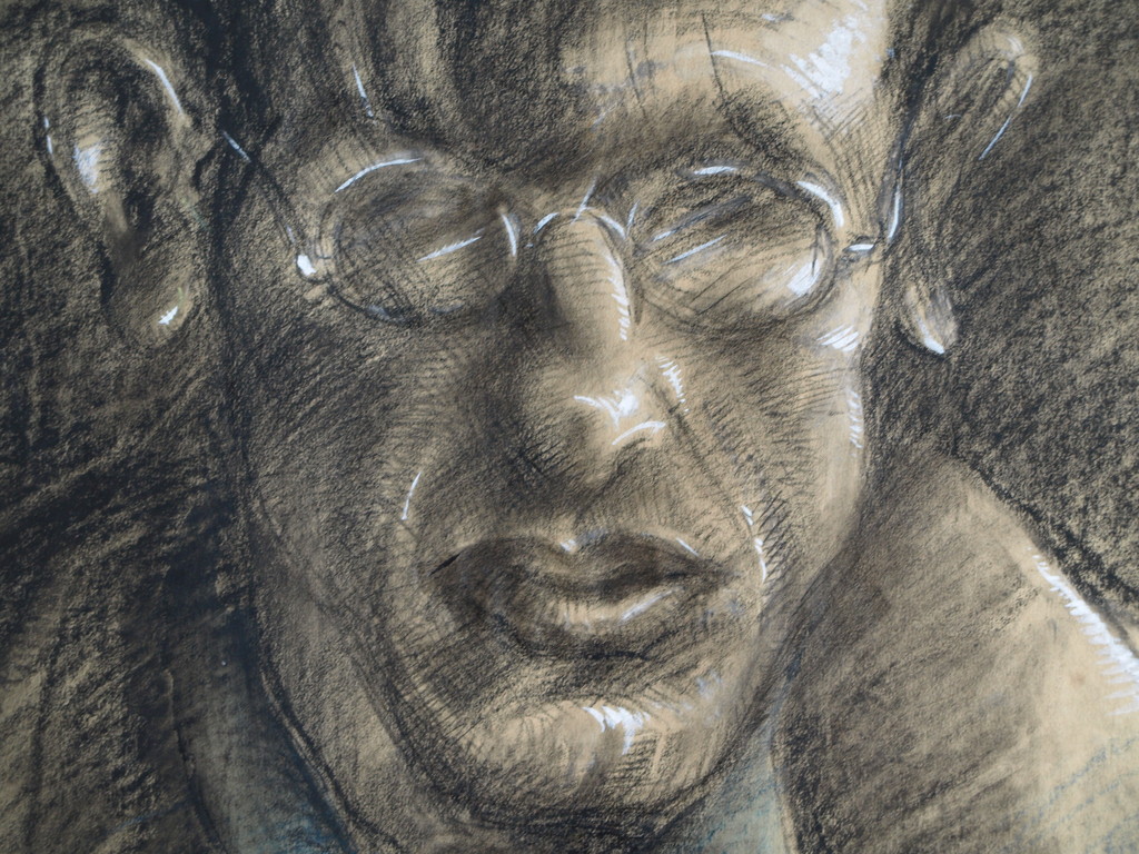 Onbekend : Tekening , Man met flaporen en bril – ca 1920 - Elias Smalhout kopen? Bied vanaf 1!