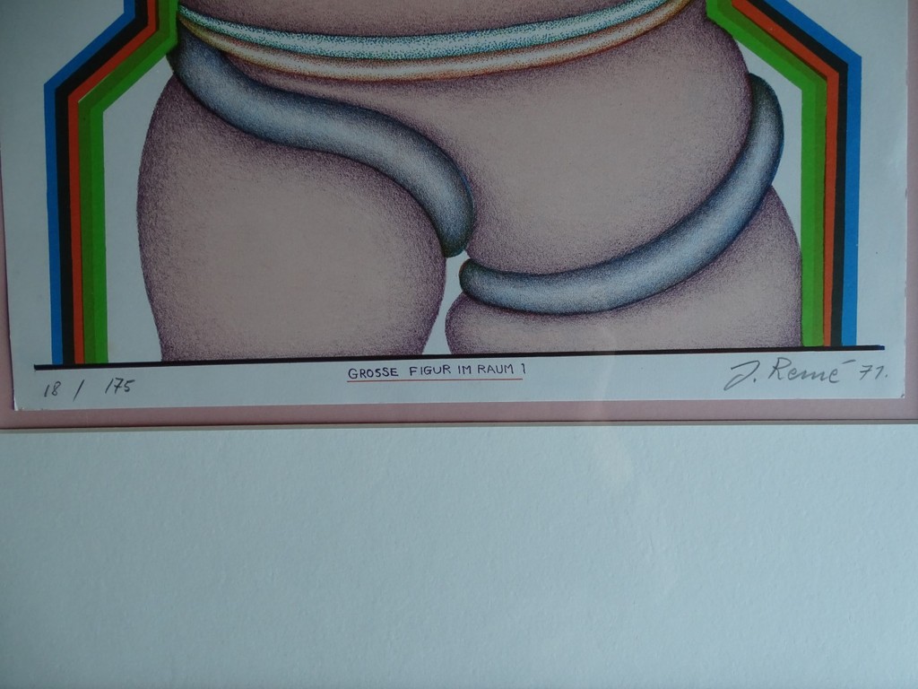 Jörg Remé, Litho, Grosse Figur im Raum, 1971, ingelijst kopen? Bied vanaf 35!