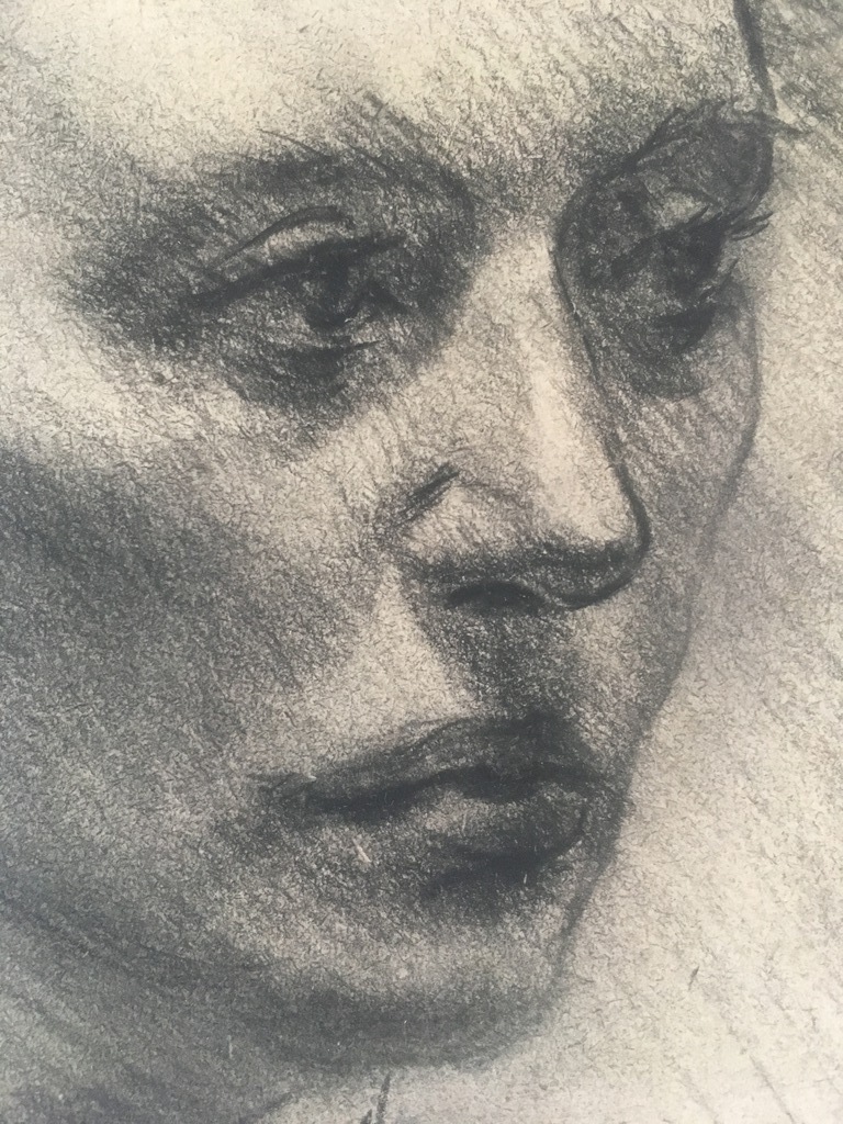 Onbekende Kunstenaar- Houtskool op papier - Portret van een vrouw kopen? Bied vanaf 1!