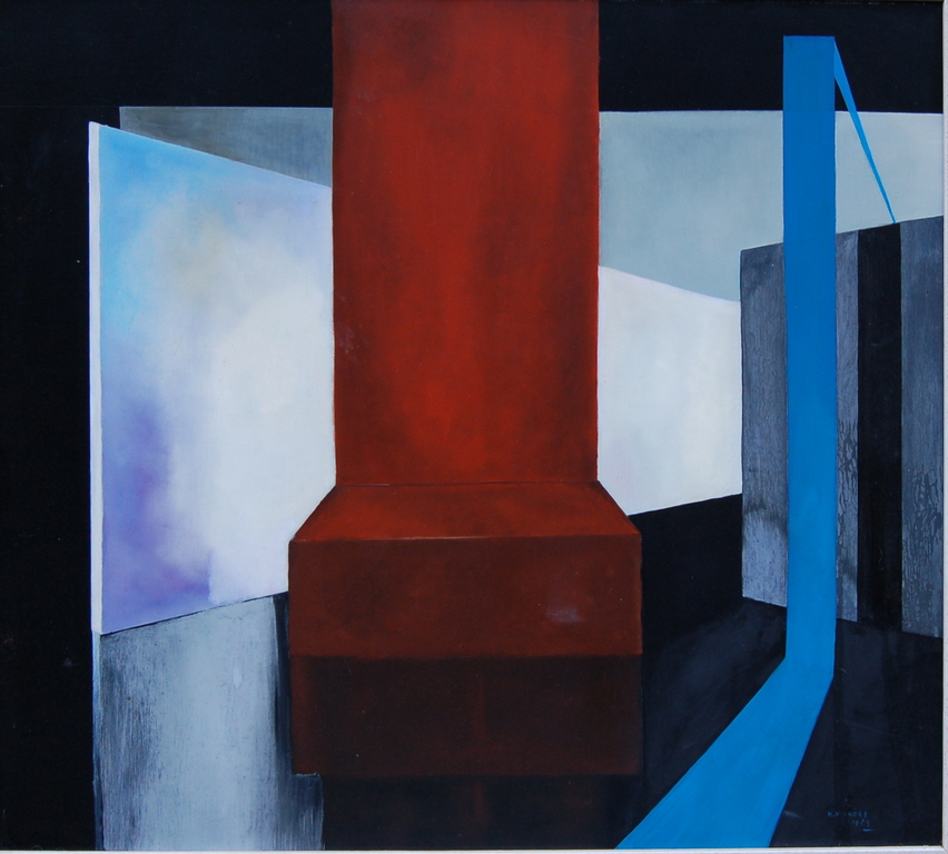 Hans Verhoef - Abstracte compositie, 1989 verkocht voor € 350!