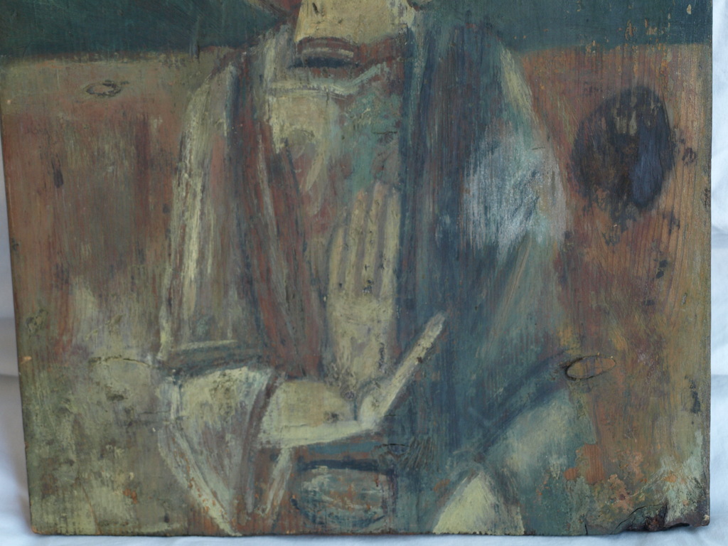 Onbekend : Olieverf op paneel, Religieuze voorstelling met halo kopen? Bied vanaf 1!