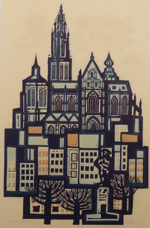 Akke Sins: Houtsnede op Rijstpapier, Antwerpen - Ingelijst kopen? Bied vanaf 1!