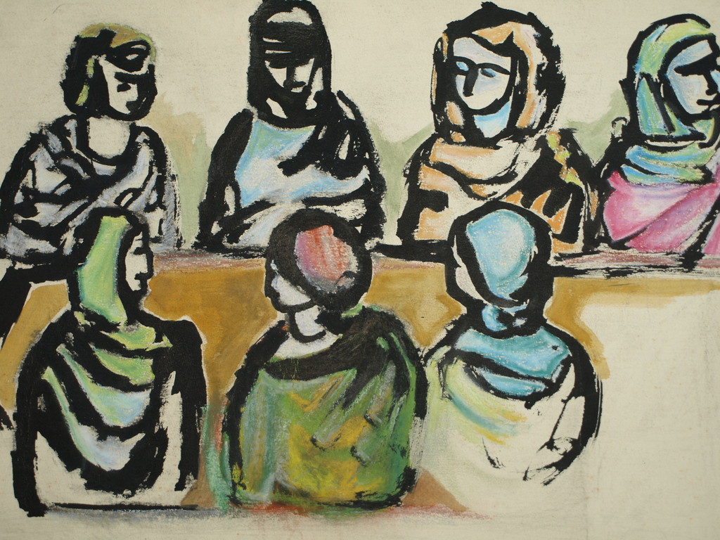 C. Bantsingen (?)  – Studietekening – ‘Laatste Avondmaal’ – Gesigneerd – 1948 kopen? Bied vanaf 1!