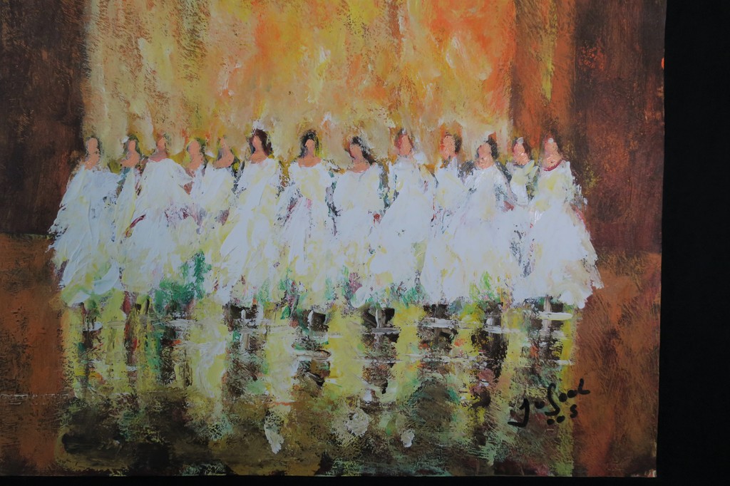 Jose van Gool: Acryl op papier, Z.T. Figuren in het wit kopen? Bied vanaf 40!