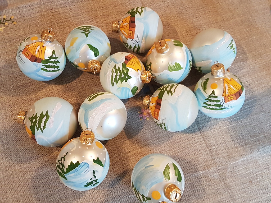 Lot Kerstmis 1965/70-kwik glas geblazen door de mond en met de hand geschilderd  kopen? Bied vanaf 1!