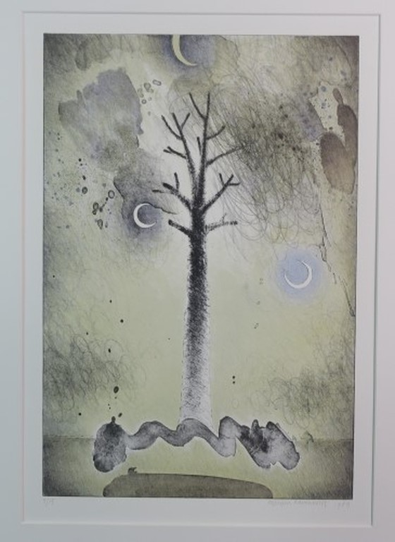 Jurjen Ravenhorst: Litho, Boom en drie manen kopen? Bied vanaf 40!