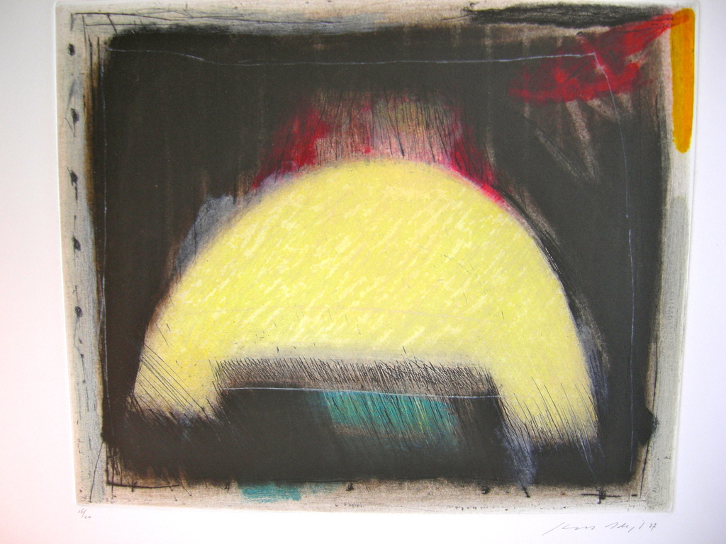 Kees Slegt, kleurets met droge naald verkocht voor € 40!