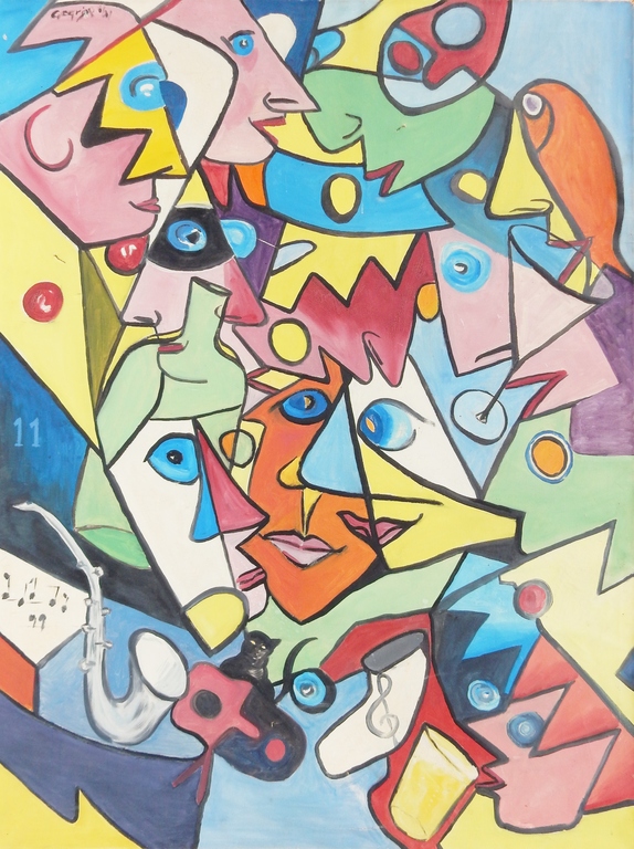 Modern olieverfschilderij - gesigneerd en gedateerd 1961 verkocht voor € 50!