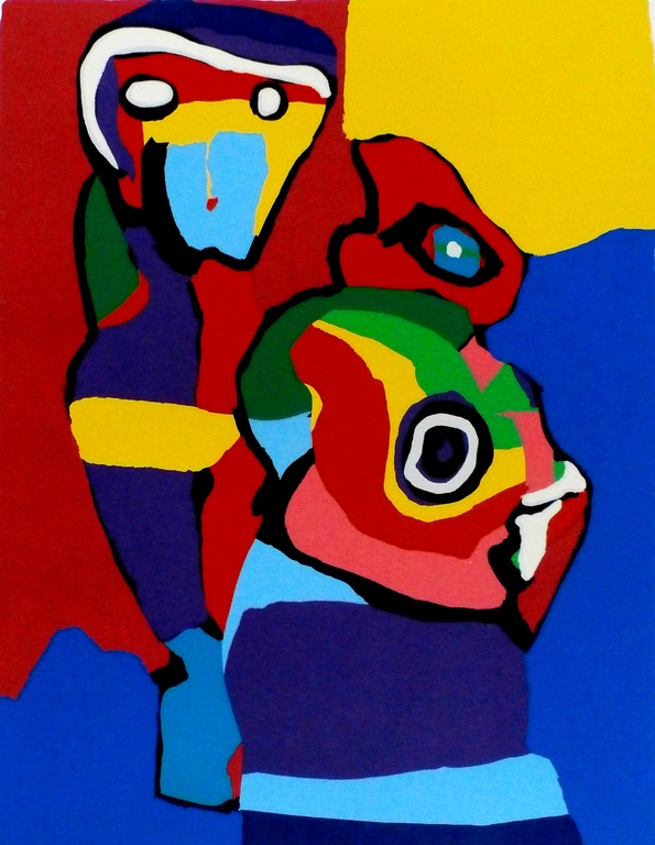 Karel Appel - zeefdruk: Heads - 1973 verkocht voor € 425!