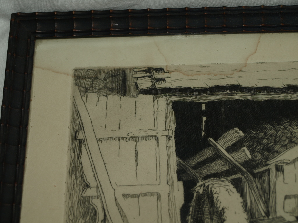 JAN DAUM (1892-?) – Ets – Boer met paard – Gesigneerd & ingelijst – 1922 kopen? Bied vanaf 75!