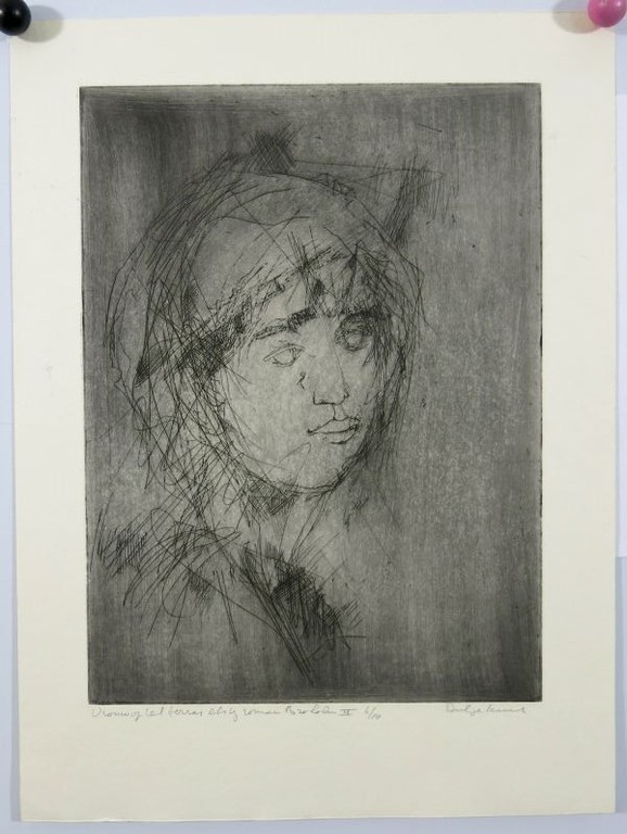 Dirkje Kuik: Ets, Vrouw op het terras verkocht voor € 100!