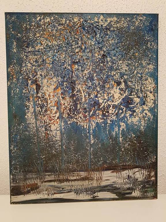Louki ( Louise) van der Veen (1933) Olieverf.  verkocht voor € 50!