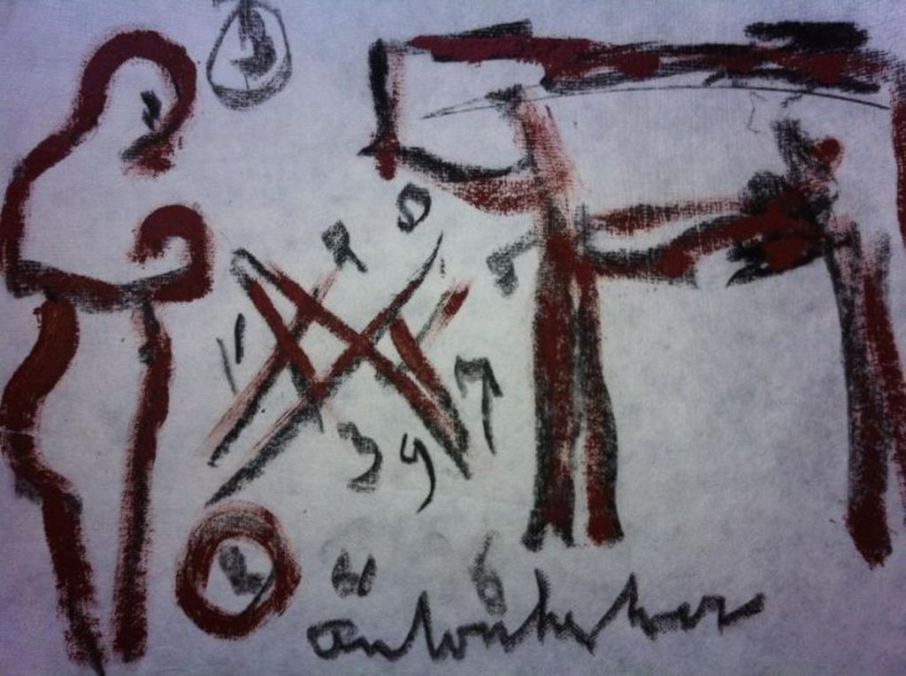 Anton Heyboer, Schildering op handgeschept papier, gesigneerd, 40 x 30 cm verkocht voor € 80!