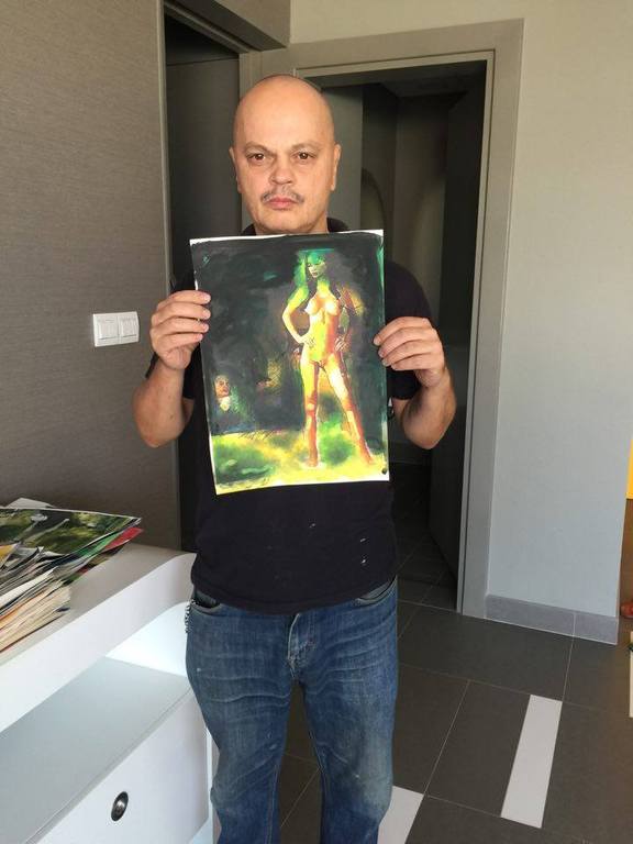 Peter Klashorst - Selfportrait... - gemengde techniek op papier - gesigneerd kopen? Bied vanaf 80!