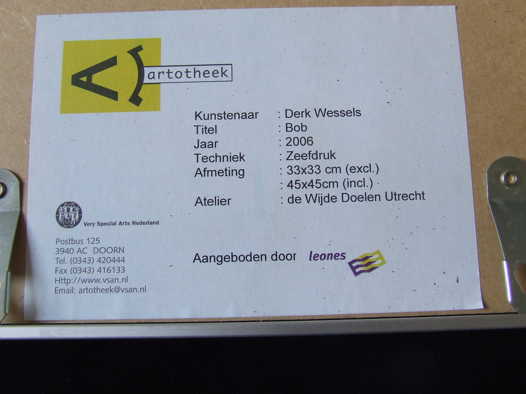 Derk Wessels - Derk Wessels: Zeefdruk,titel "Bob", 2006 kopen? Bied vanaf 30!