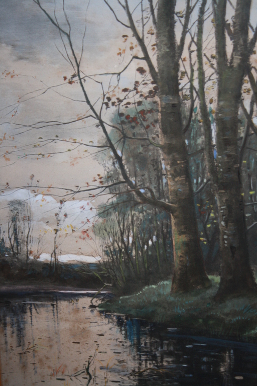 MARIE BILDERS VAN BOSSE 1837 - 1900  - AQUAREL BOMEN AAN DE VAART 1885 kopen? Bied vanaf 150!