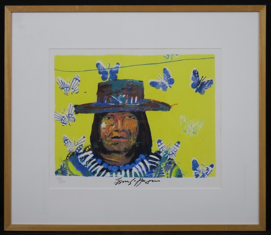 Espen Hagen: Zeefdruk, Indian Bolivian III - Ingelijst verkocht voor € 40!