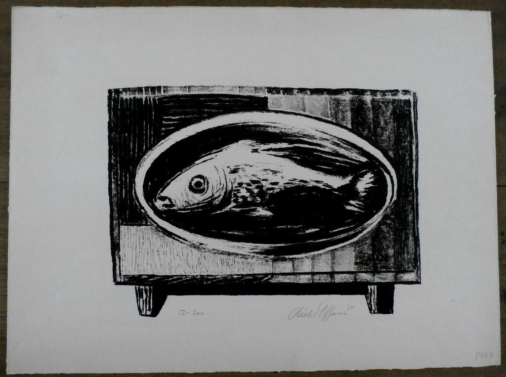 Dick Elffers - litho - Vis - 1955 kopen? Bied vanaf 40!