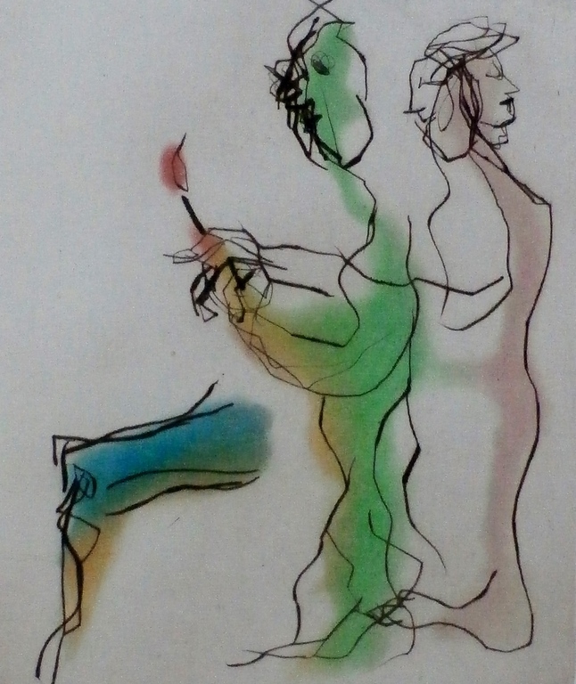 Ger Lataster - ets/aquatint: 2 figuren II - 1990 kopen? Bied vanaf 125!