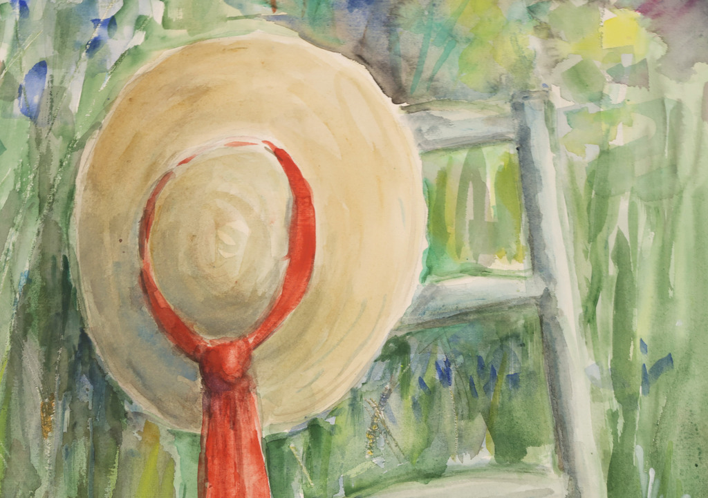 Onbekend: Aquarel, hoed en stoel kopen? Bied vanaf 1!