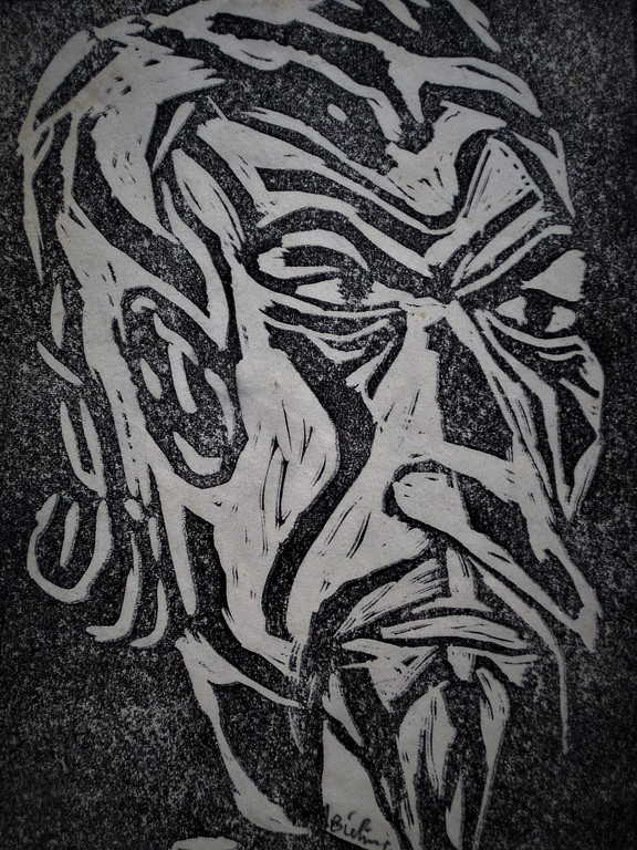 Kubistische Houtsnede "don Quichote" Herman Bieling "de Branding" periode gesign kopen? Bied vanaf 1!