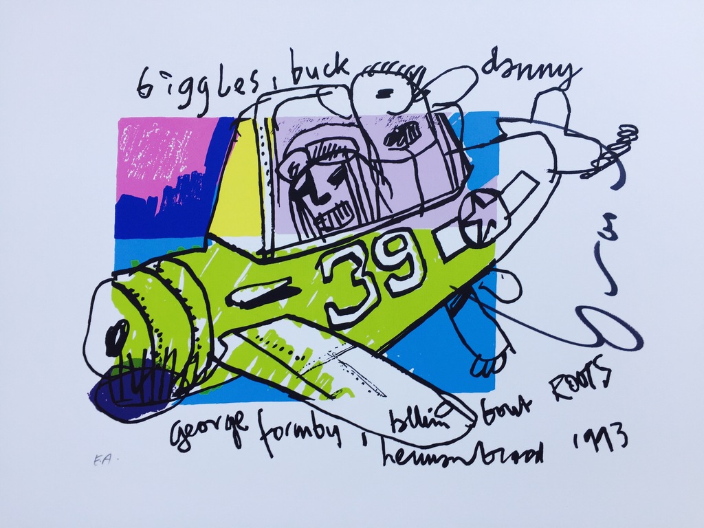 Herman Brood - Biggles, Buck - Originele hand gesigneerde kleurenzeefdruk verkocht voor € 60!