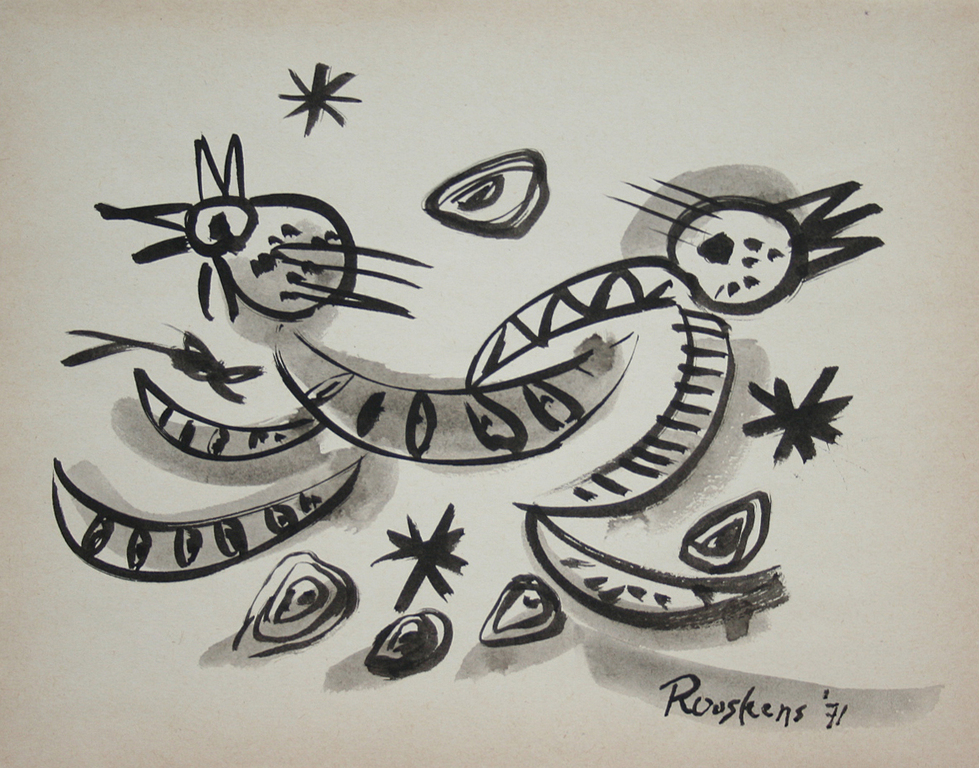 Anton Rooskens, tekening, fantasie compositie verkocht voor € 950!