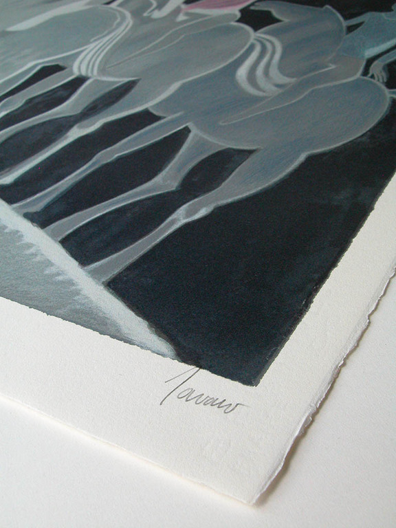 Albert Zavaro, 'Chevauchee Nocturneâ�� â�� originele lithografie, gesigneerd kopen? Bied vanaf 49!