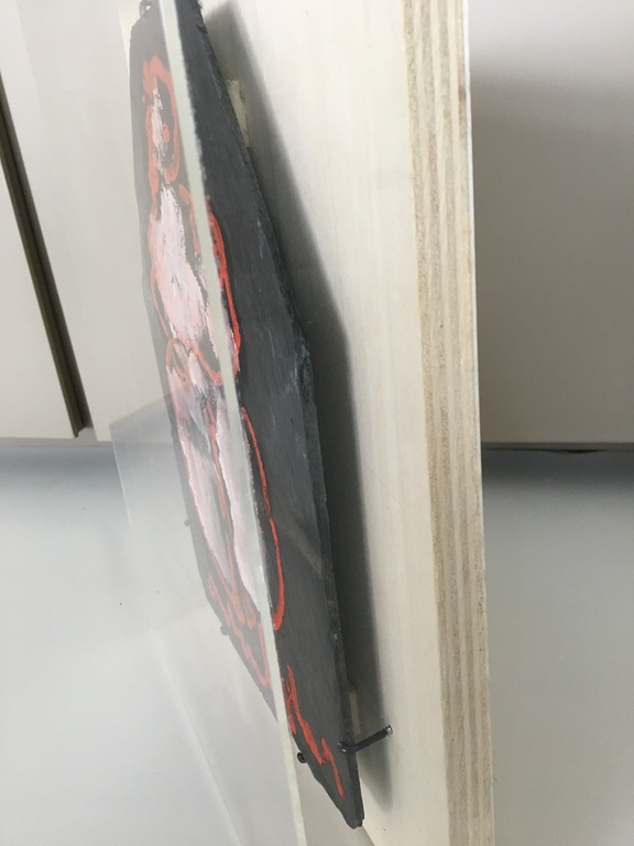 Anton Heyboer, schilderij op stenen latei in perplex box, "Madonna" kopen? Bied vanaf 695!