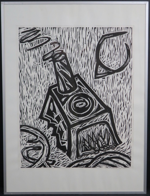 Anne Semler: Houtsnede, Zonder titel - Ingelijst kopen? Bied vanaf 1!