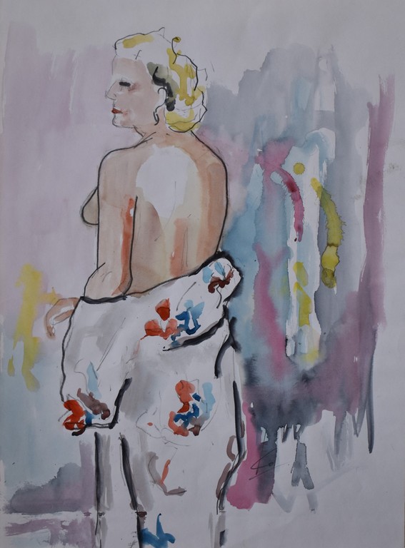 Ko van Velsen (1953 Badhoevedorp ), Aquarel, Model. kopen? Bied vanaf 1!
